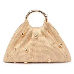 Clutches^Urban Expressions Harper - Straw Studded Evening Bag