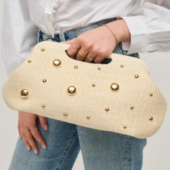 Clutches^Urban Expressions Mallory - Studded Clutch Ivory