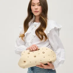 Clutches^Urban Expressions Mallory - Studded Clutch Ivory